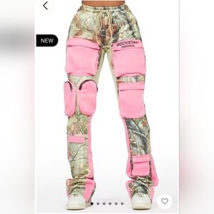 Rockstar Original Pink and Camo Stacked  Pants